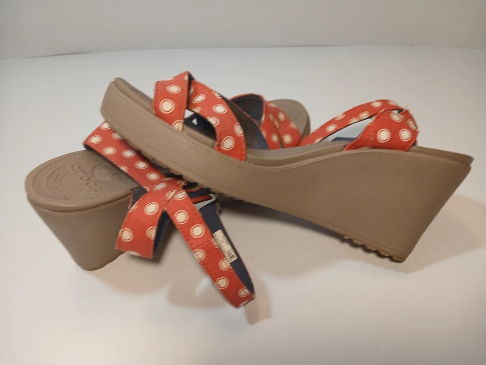 Crocs Leigh II Plataforma Cuña Sandalia Tacones, Tacones Firth Block, Para Mujer Talla 11 Foto 3 de 4