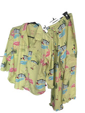 Nick Nora Pink Flamingo Pajama Set Pool Party Print 100 Cotton S