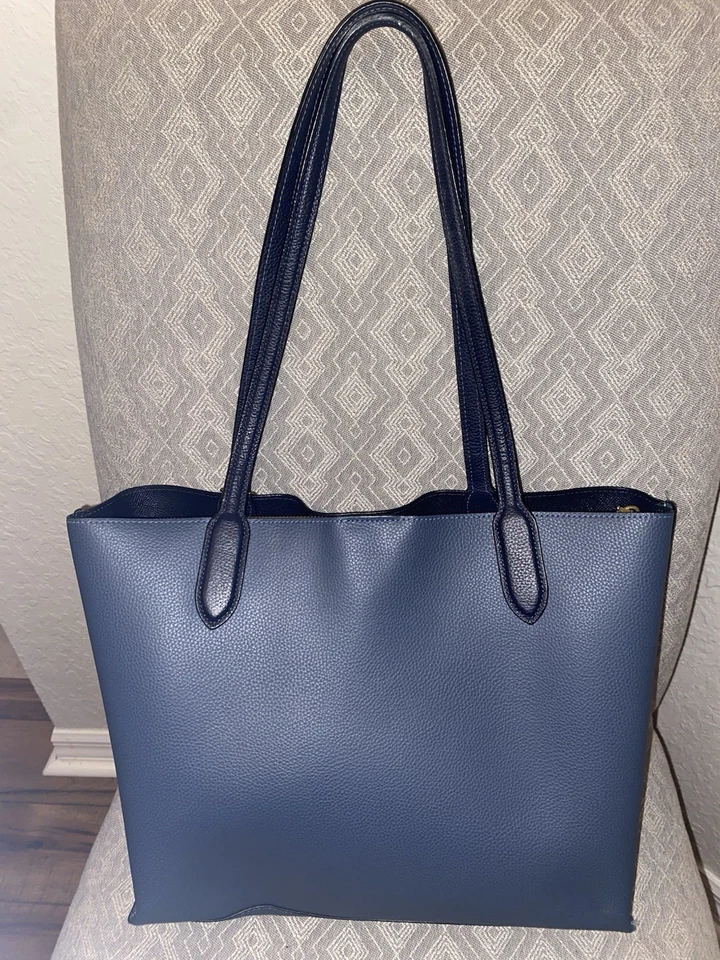 Bolso de Mano Coach con Cierre Giratorio Azul Oscuro Negro Asas Foto 4 de 4