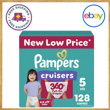 Pampers Cruisers 360 Size 5 Baby Diapers 128 Count Pull-On Leakproof Protection