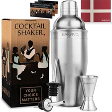 Barvivo Cocktail Shaker Set with Double Premium Brushed Stainless Steel 