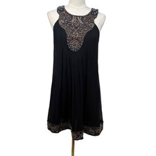 Sue Wong Nocturne Black Silk Beaded Sequin Cocktail Dress Size 6 Y2K Retro