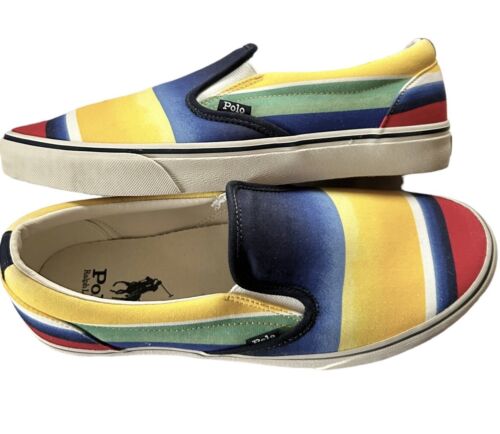 Polo Ralph Lauren Shoes Men Keaton Slip-On Stripe Ombré 10.5 US 43.5 Euro Multi