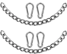 Hanging Chair Chain2 Heavy Duty Hammock Chains with 4 Carabiners-Stainless St...