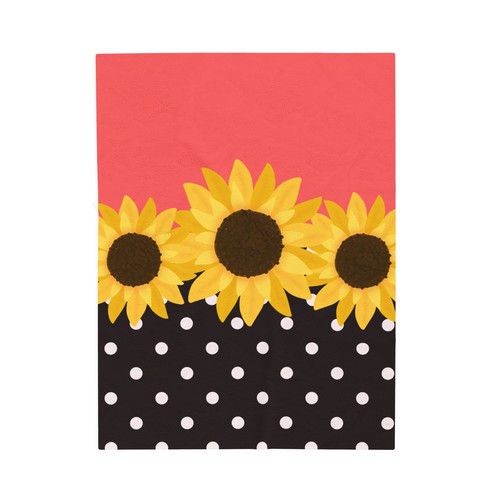 Pink Sunflower Polka Dot Soft Velveteen Plush Throw, Great gift for all ages - Picture 2 of 13