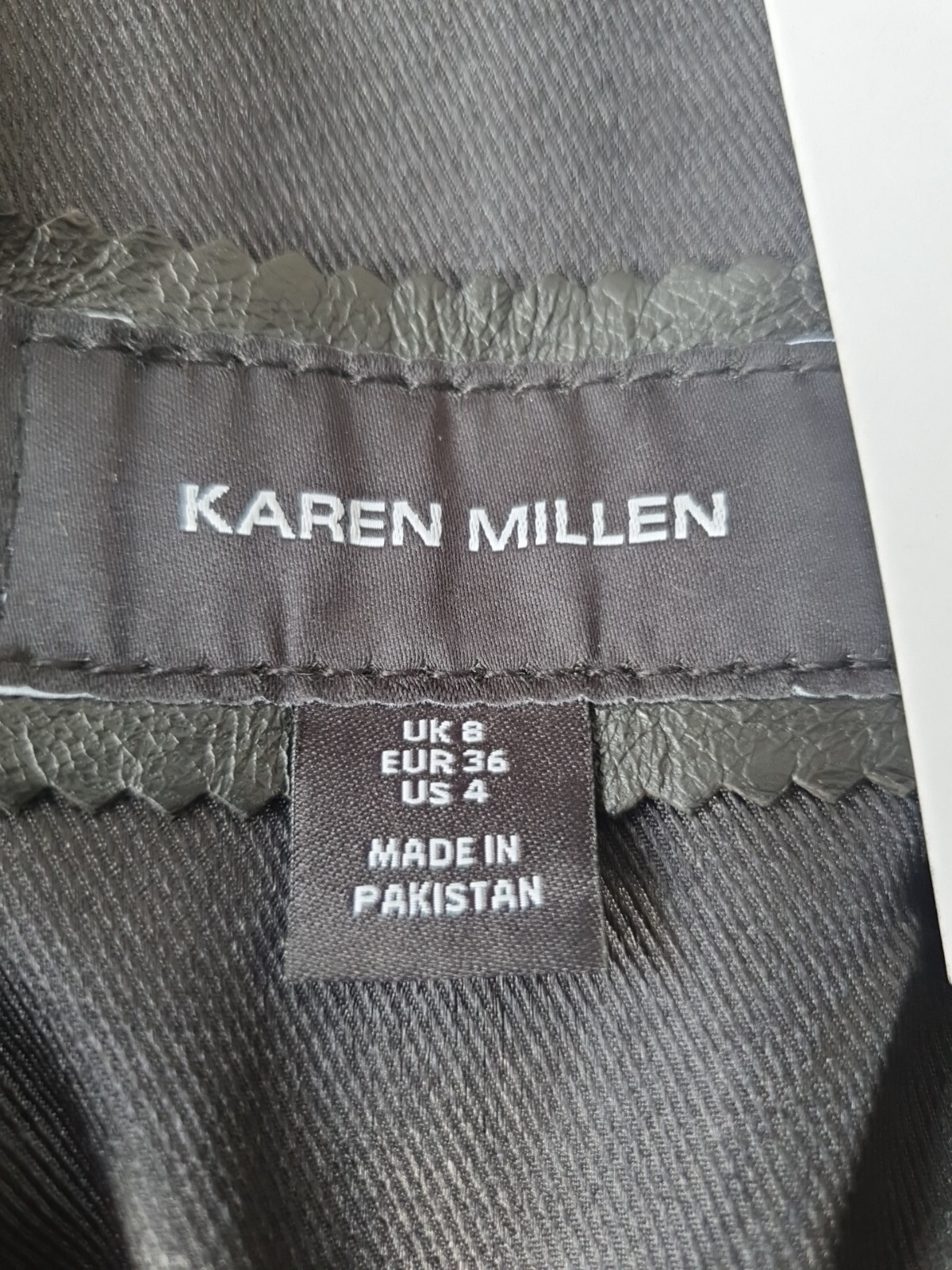 Karen Millen Leather Oversized Crop Washed Biker Jacket - Black - UK 8 image 7