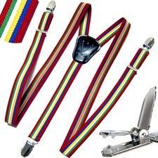 New Y back Kid's Boy's Suspender Braces adjustable strap clip on color stripes