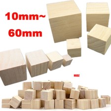 Natural Wooden Blocks Solid Cubes Square Wood DIY Model Craft Toy 10mm/15mm 60mm
