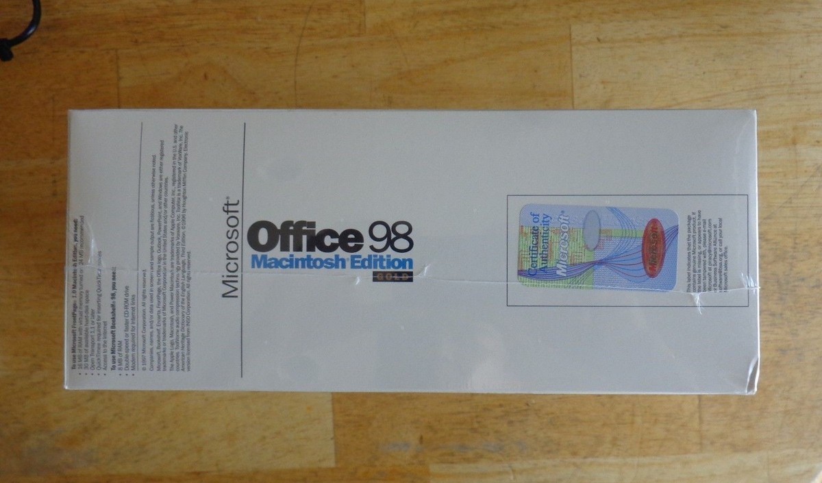 Microsoft Office 98 Gold Macintosh Edition (New! Factory sealed