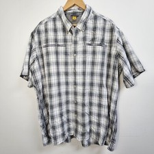 Eddie Bauer Shirt Men's XXL Gray Plaid Collared Button Up Outdoor Top