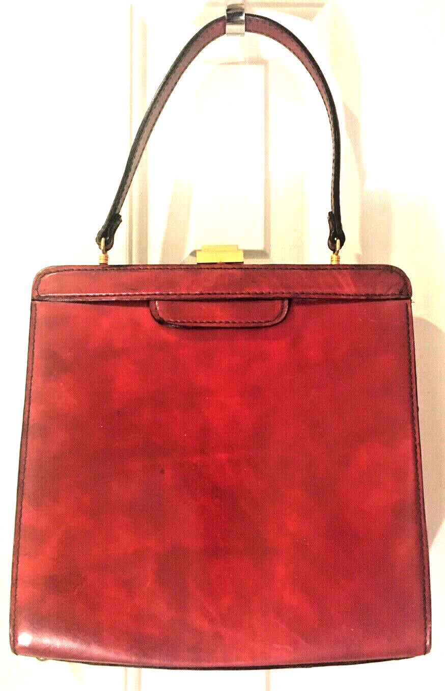 Vintage Italian Red Purse Handbag Italy Burgundy … - image 1