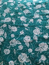 Large White Flowers On Green Cotton Fabric Cushions Etc 4 YARDS X 44" Wide