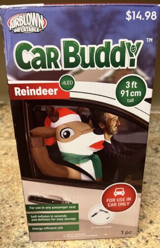 NEW Gemmy Airblown Inflatable Reindeer Car Buddy 3 Ft LED Light Christmas - Picture 1 of 8