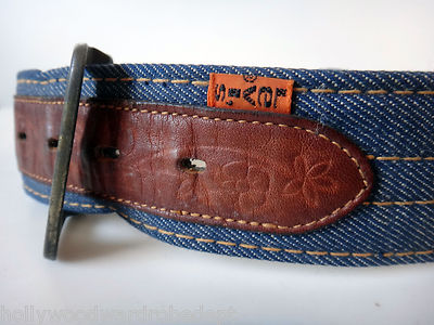 LEVI strauss vtg denim leather belt buckle orange tab 70s  display picture 1