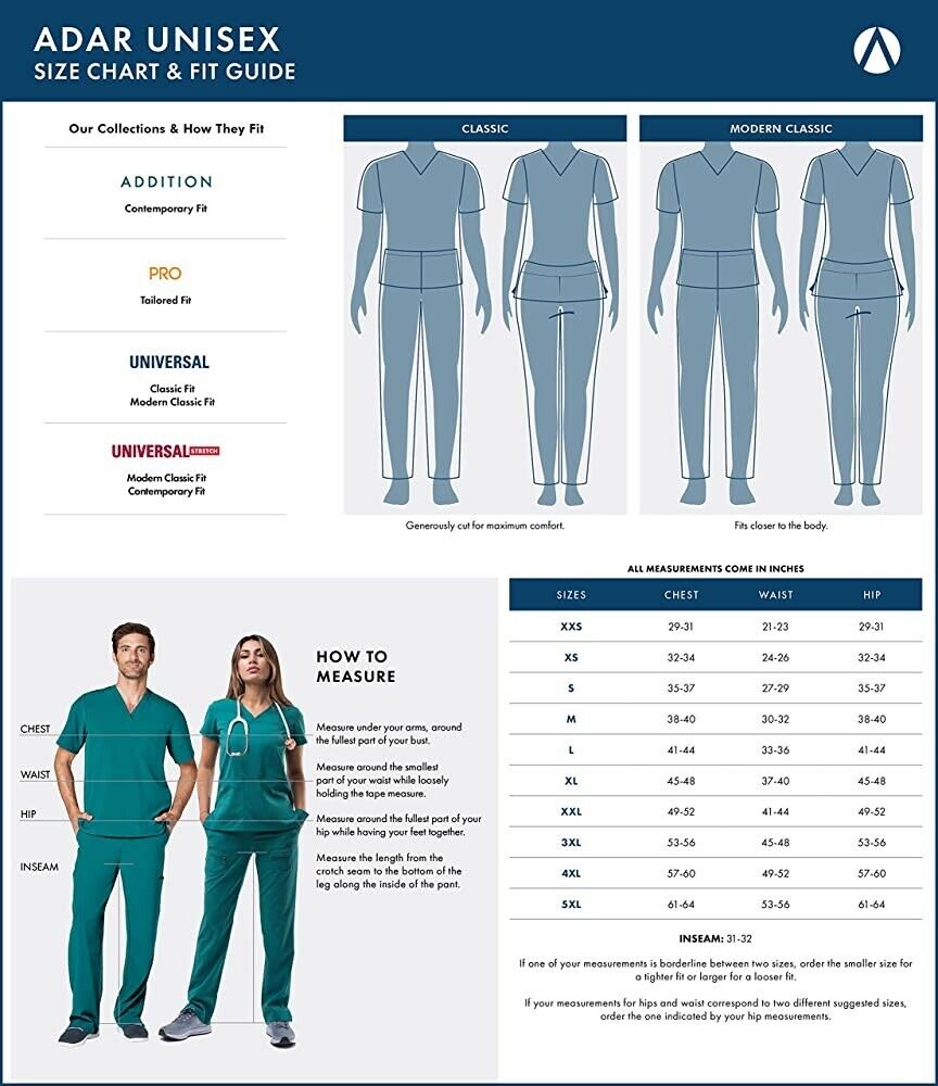 Adar Universal Unisex Scrubs - V-Neck Tunic Scrub Top, Size L, Ceil ...