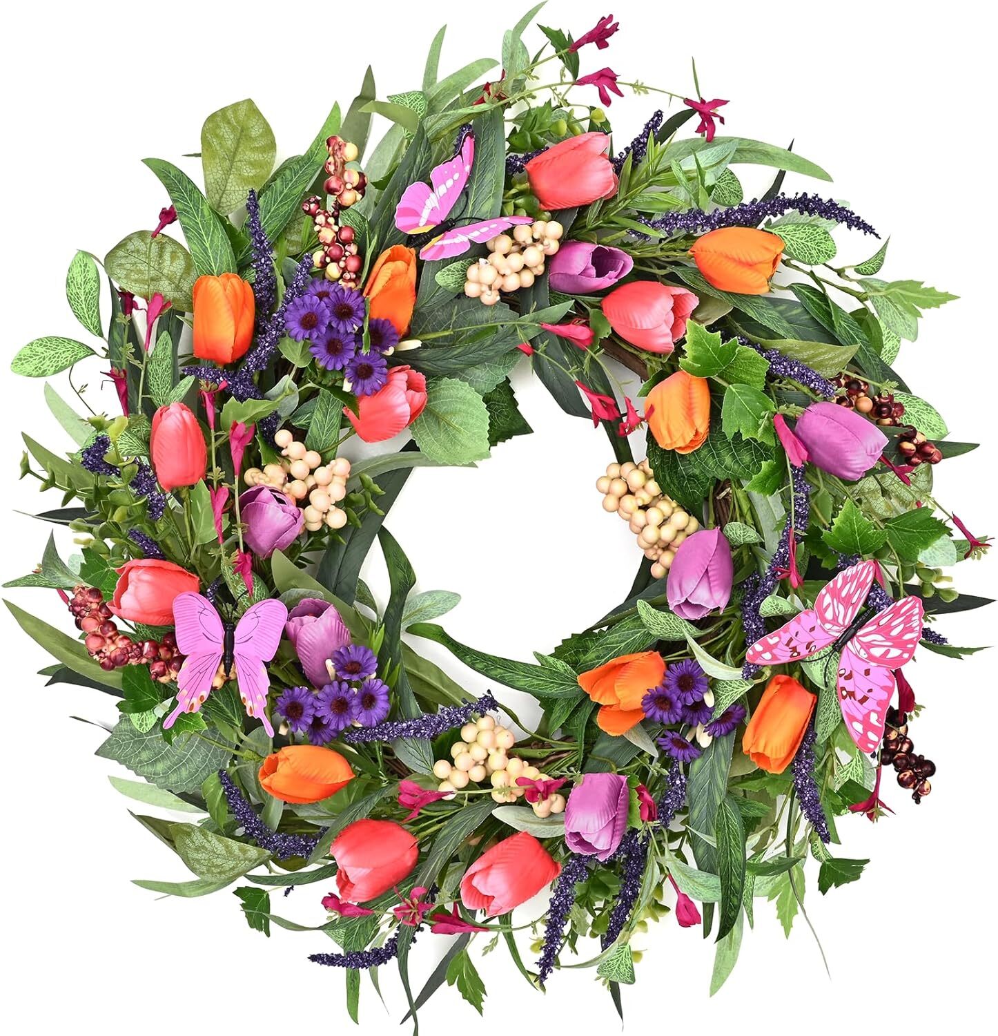 Waipfaru 22in Spring Summer Wreath for Front Door Decor