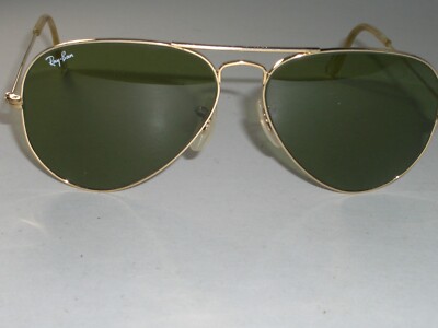 1980's 58-14MM VINTAGE B&L RAY-BAN USA RB3 UV TRU-GREEN GLASS