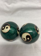CHINESE HEALTH EXERCISE STRESS BAODING BALLS RELAXATION THERAPY YIN YANG DESIGN
