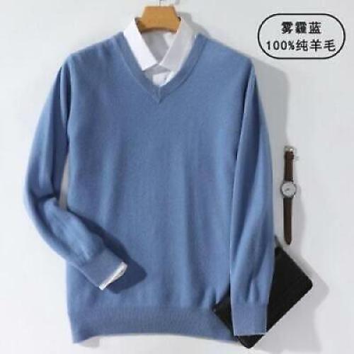 2023 New 100% Cashmere Sweater Men's Pullover 2021 Warm Autumn V-neck Sweater - Picture 17 of 24