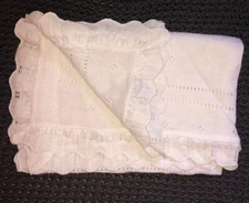 White Baby Receiving Blanket Beautiful Acrylic 29” By 42”