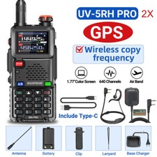 2Pcs Baofeng 5RH PRO GPS Walkie Talkie Multi Band Two Way Radio NOAA Square Mic