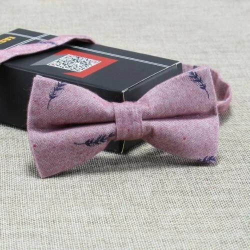 粉红色领结男式 100% 棉领带