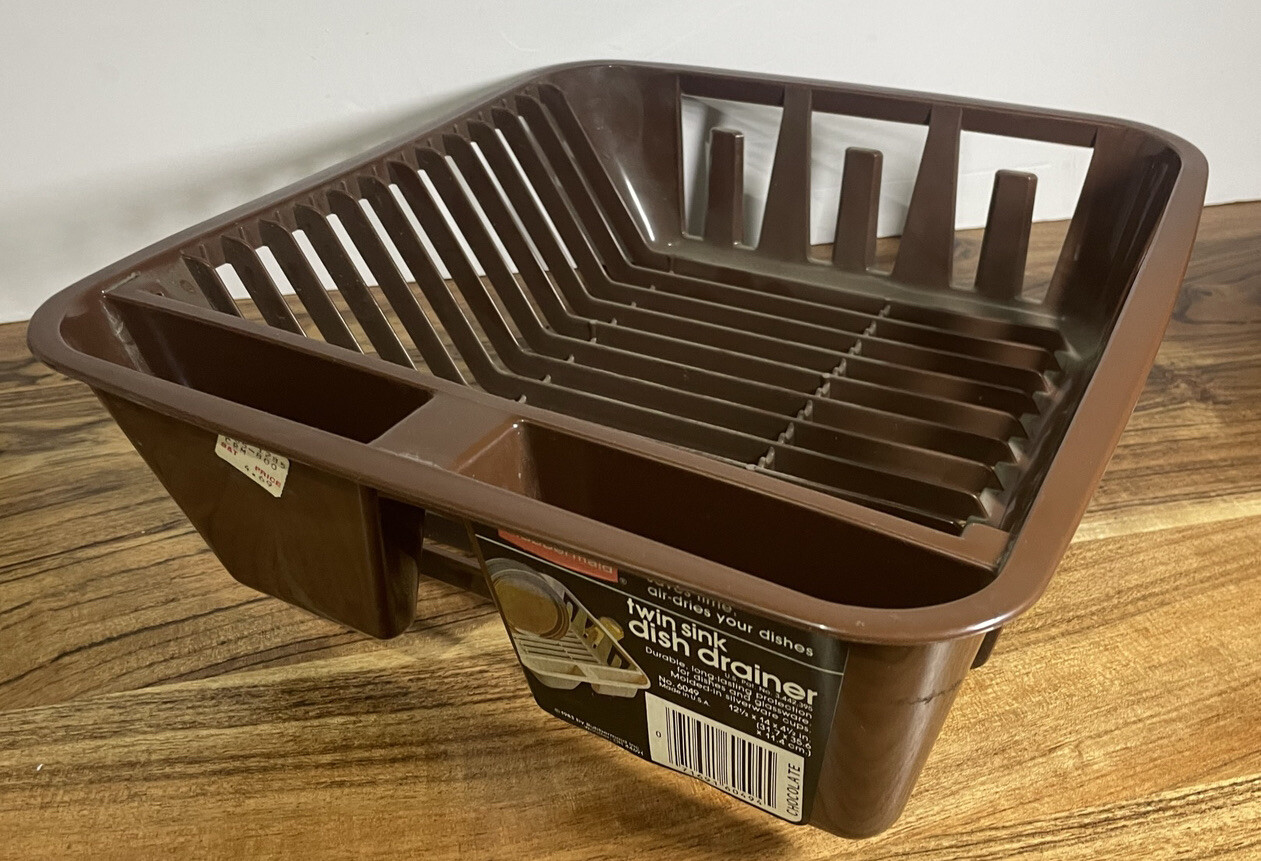 Rare Vintage RUBBERMAID Twin Sink Dish Drainer Rack NOS 1983 Chocolate