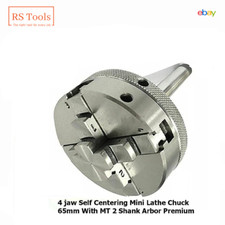 Mini Lathe Chuck 65mm With 2MT Shank Arbor 4 jaw Self Centering UK RSTOOLS