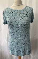 M S Blue Heart Print Women  s Viscose Pyjama Top Size 10