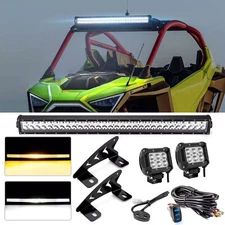 WEISEN Amber/White 32" LED Light Bar Roof Mount+3" Pods For Polaris RZR PRO R/R4