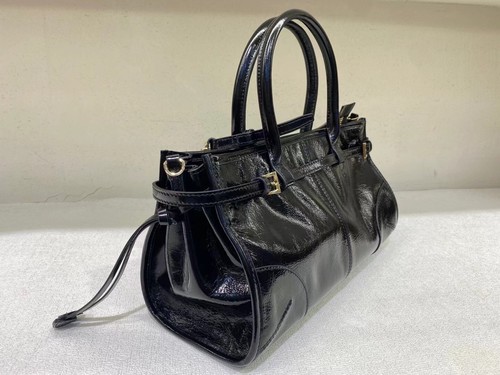 Long/ Short Handles Glossy Real Leather Tote Handbag Purse Fashion Shoulder Bag - Picture 7 of 23