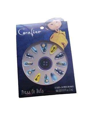 Hot Topic Coraline Nails Press On Nails & Nail Glue Buttons & Stars Nails New! 