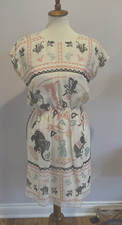 Adorable ANNA SUI Shimmering Pastel Silk Sleeveless Circus Animal Mini Dress 6