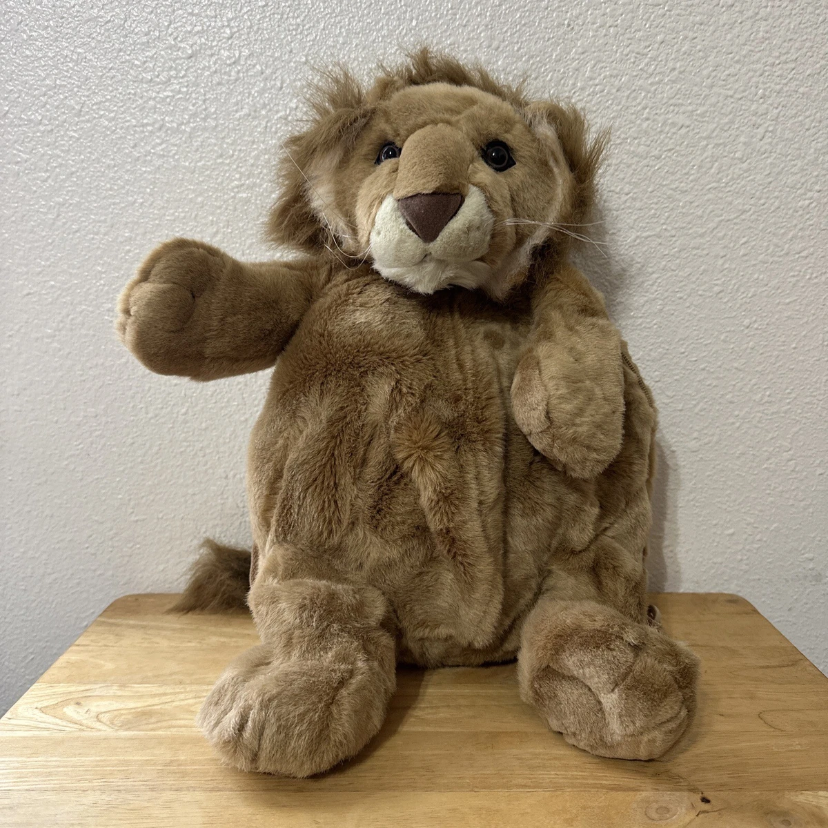 Aurora Plush Furry Lion Fullsize Backpack Adjustable Straps 20