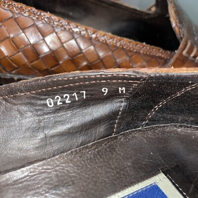 Bragano Italy Cole Haan Brown Woven English Calf Leather Loafers Shoes Size 9 M Cole Haan Bragano Italy Brown Woven Leather Loafers Slip-On  main image 2