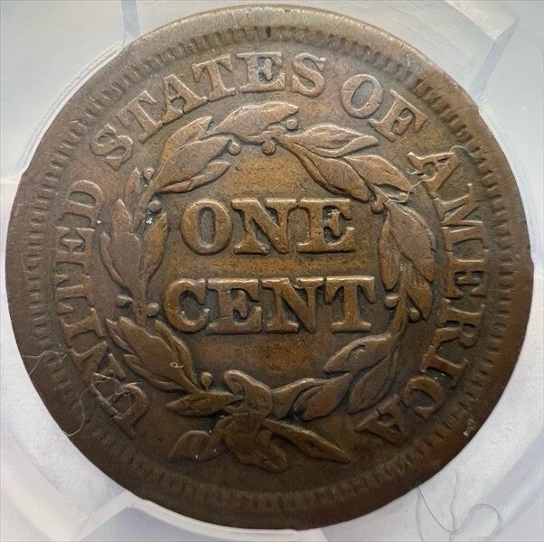1847 Braided Hair Large Cent PCGS VF25 - Image 2 of 2