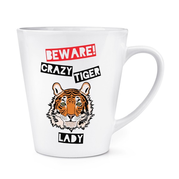 Beware VerrüCkte Tiger Damen 341Ml Latte Becher Tasse - Lustig Tiere-image
