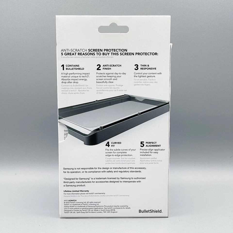Tech21 Note9 Premium Film Screen Protector Cover Saver for Samsung Galaxy Note 9 - Image 2 of 2