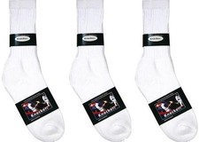 12 Pairs FULL Cushioned Sports Knocker ALL WHITE CREW Socks Cotton Size: 9-11