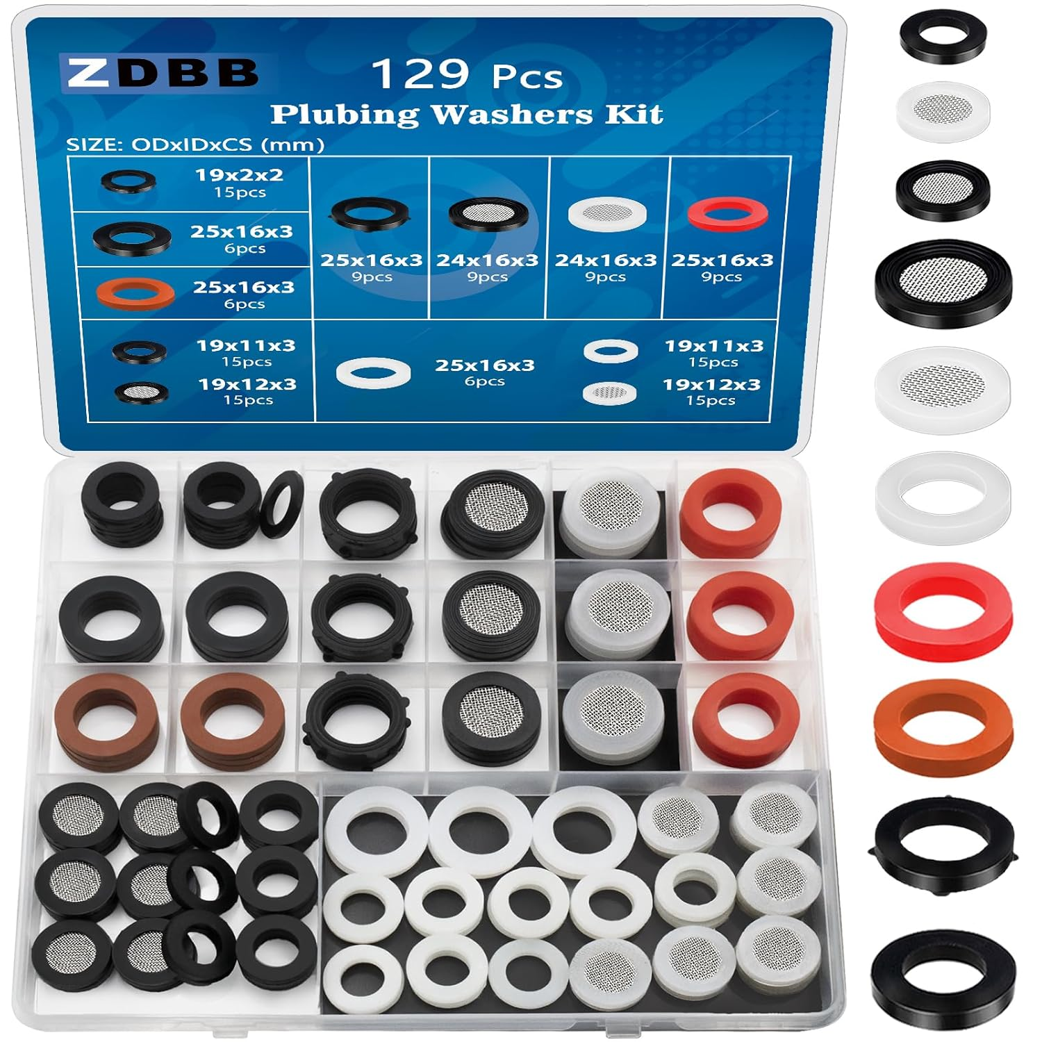 125 PCS Garden Hose Washers Shower Head Gaskets with Screen Filter,Silicon