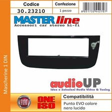 MASCHERINA RADIO 1 DIN FIAT PUNTO EVO 2009 IN POI ADATTATORE UN DIN NERO LUCIDO