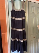 Free People Dress Navy And Pewter Tiered Dress Size 8 Medium
