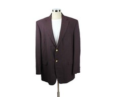 Vintage Blazer 46L Dark Plum Eggplant Purple Wool Blend Sports Coat Jacket