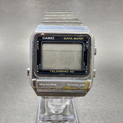 VTG Casio Data Bank DB-500 Watch Men 32mm Digital Silver Tone
