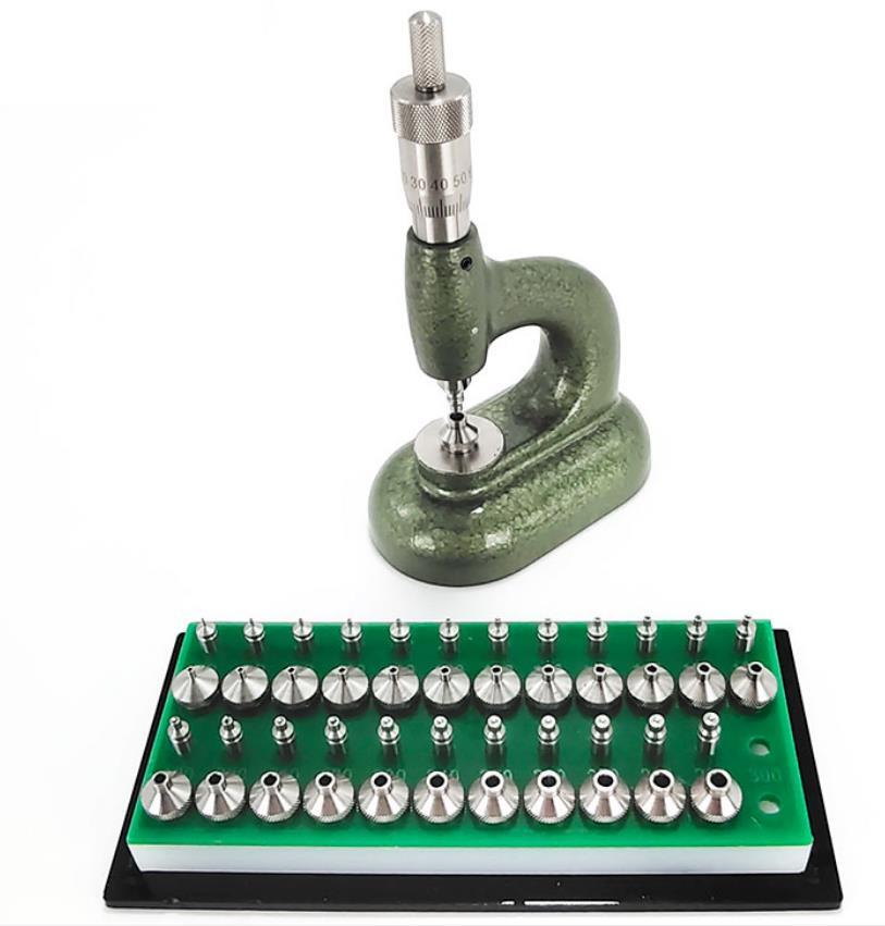 Watchmaker's Jewelling Tool with Micrometric Screw and Pump Pusher Anvil