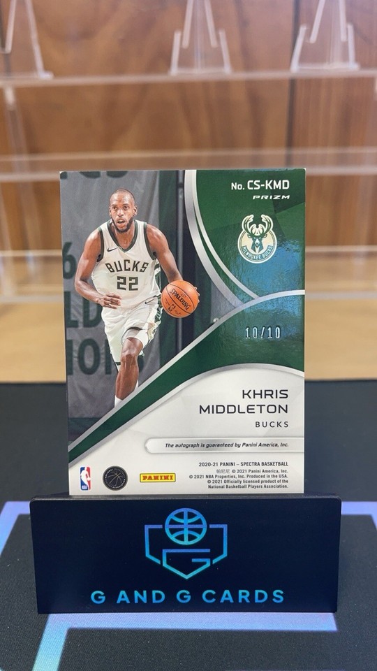 Khris Middleton 2020 Spectra Gold Auto 10/10 BOOKEND CDKMD SSP BUCKS