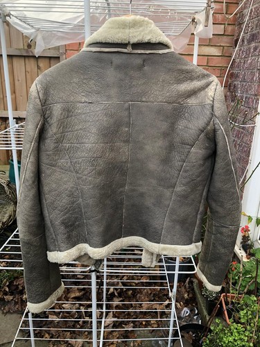 ZARA Ladies Jacket Vintage Look 100% Sheepskin Size Petite Medium Used Worn Cond - Picture 2 of 14