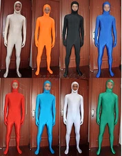 Unisex spandex zentai costume Skin faceless open face party bodysuit size S-XXL