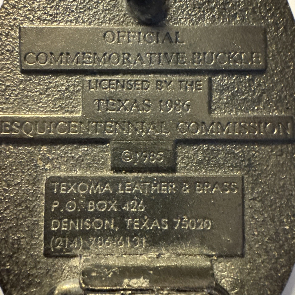 State of Texas Sesquicentennial Celebration Brass Belt Buckle 1836-1986 - Image 3 of 4