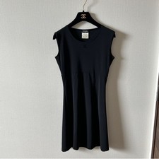 Vintage CHANEL Coco Mark Sleeveless Dress Black Size 38 France SR2029